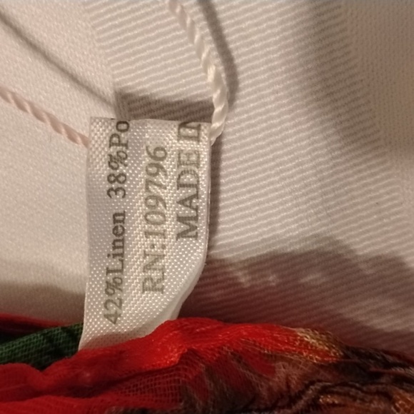 Pretty Angel Linen Red/Mult Color Fashion Scarf With Beads, NWT - Picture 3 of 8